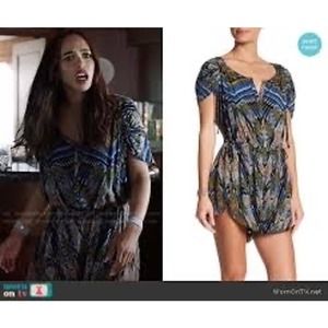 Free people geometric boho button front short sleeve romper small